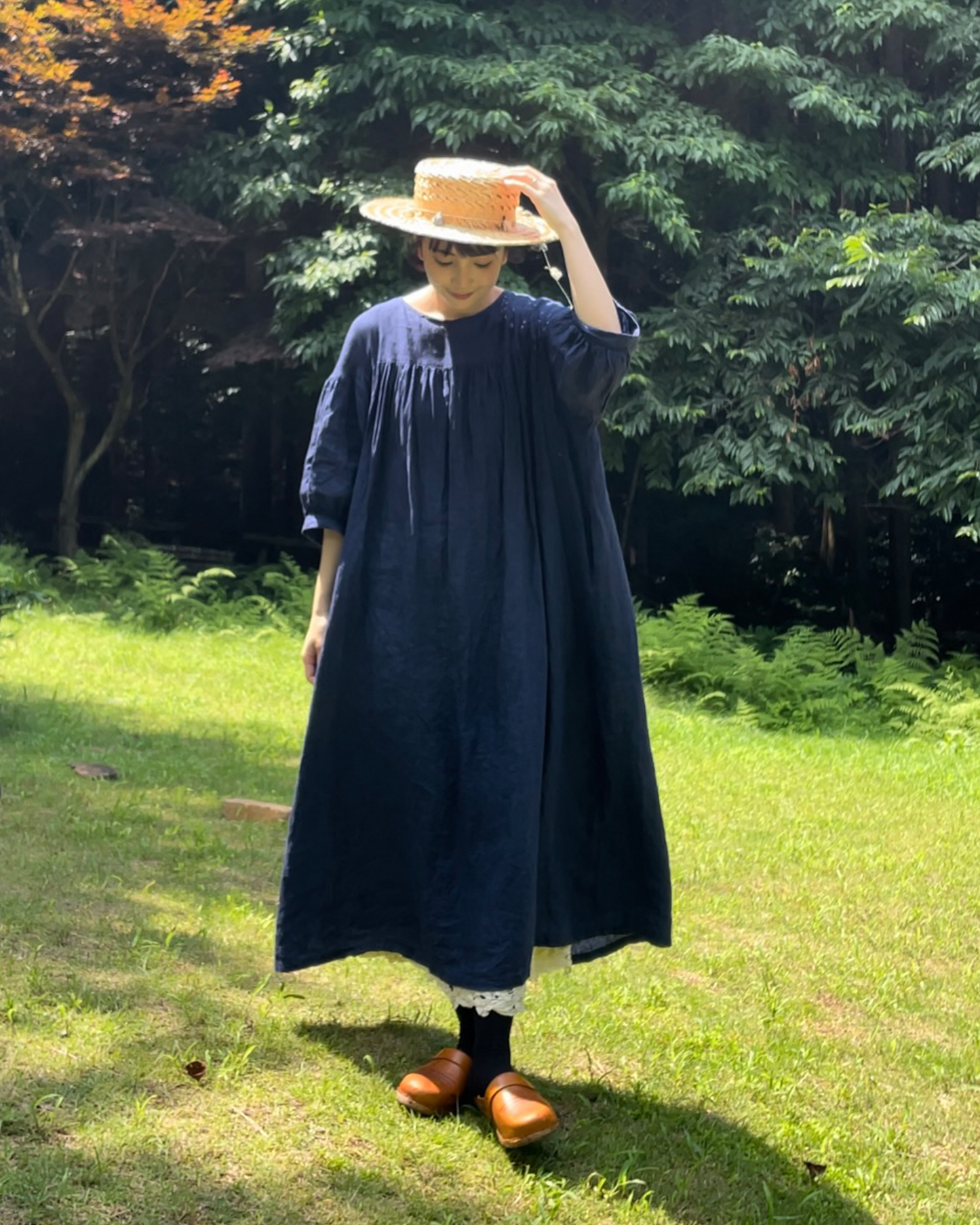 5分袖ワンピース
