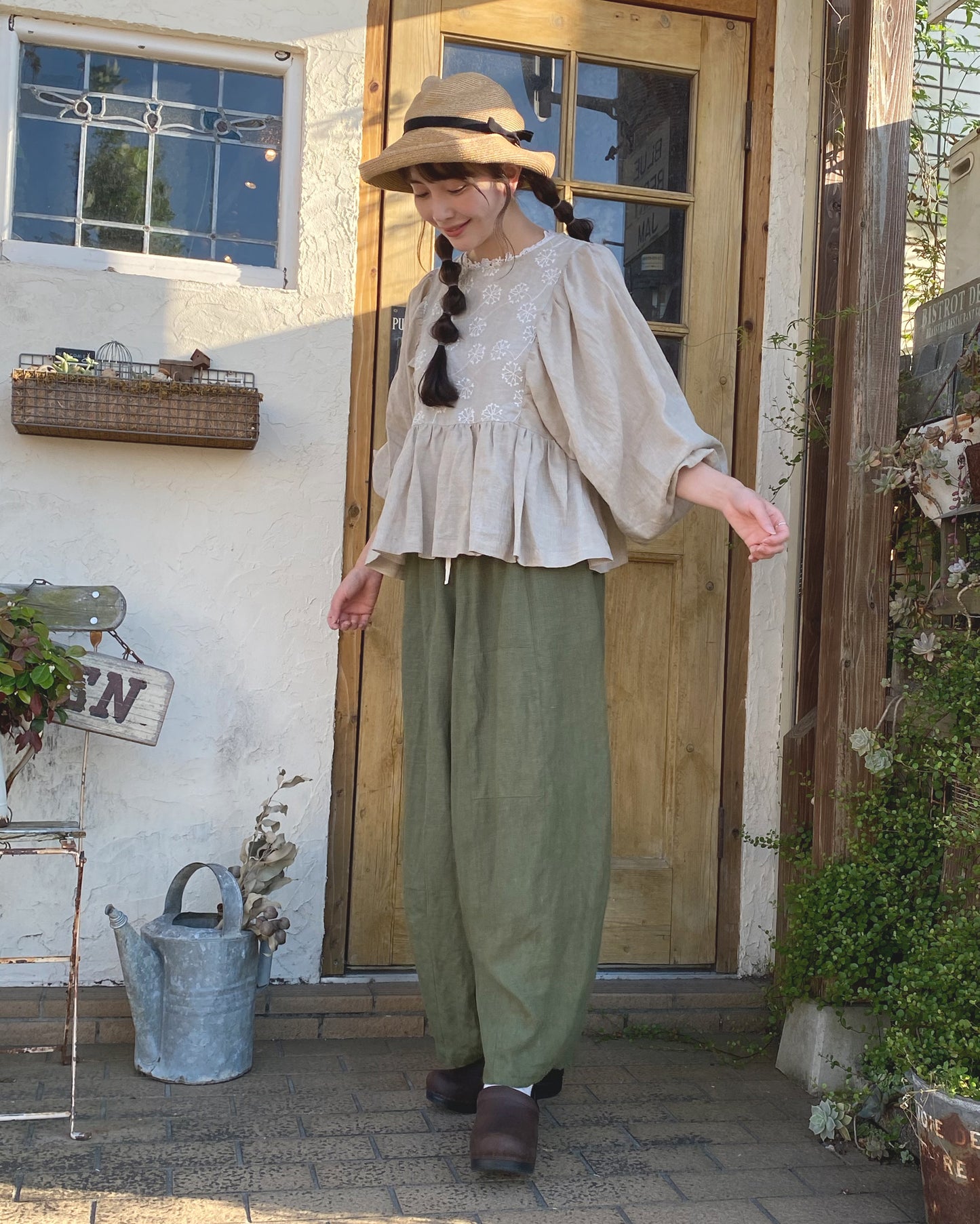 Linen Volume Sleeve Blouse