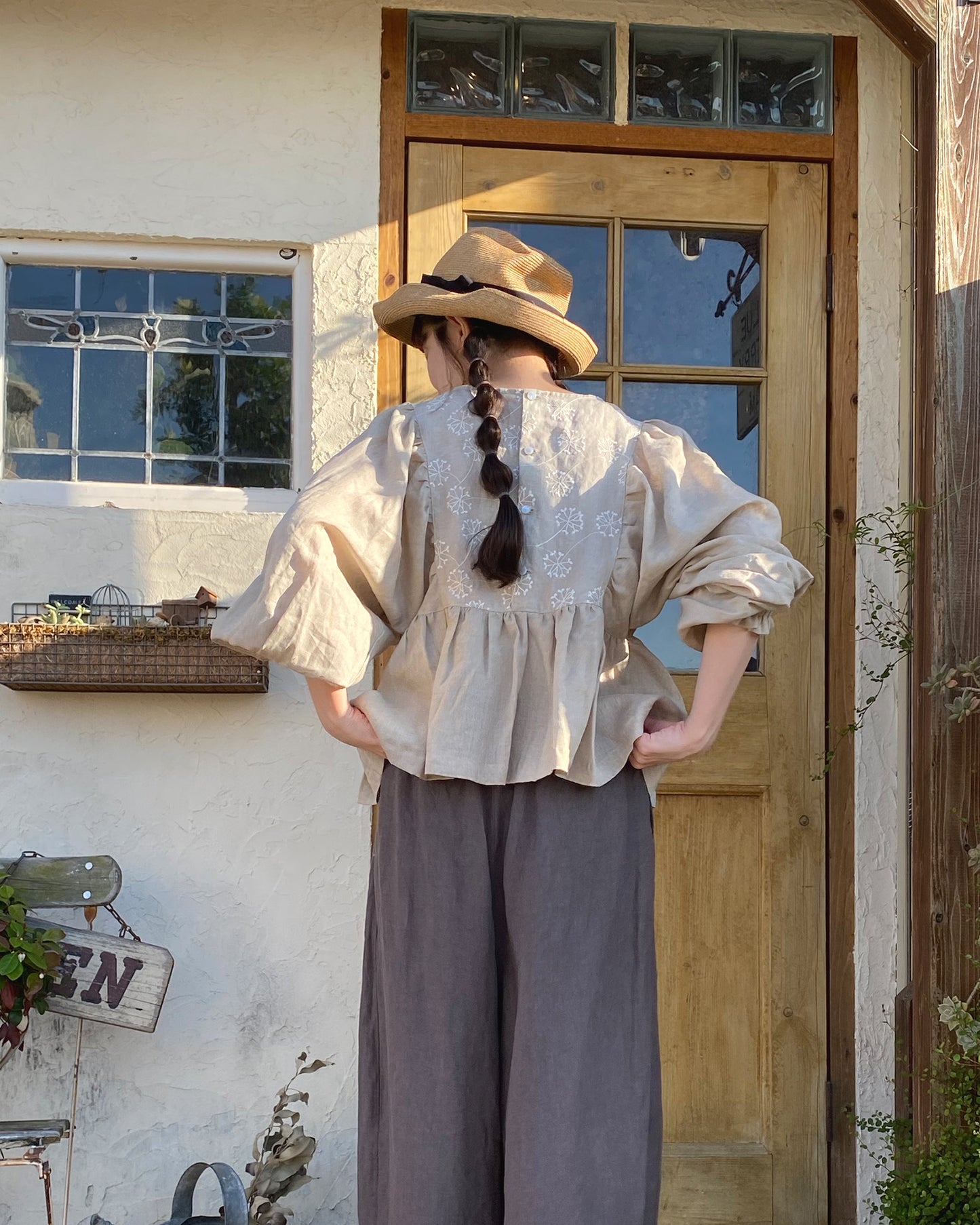 Linen Volume Sleeve Blouse