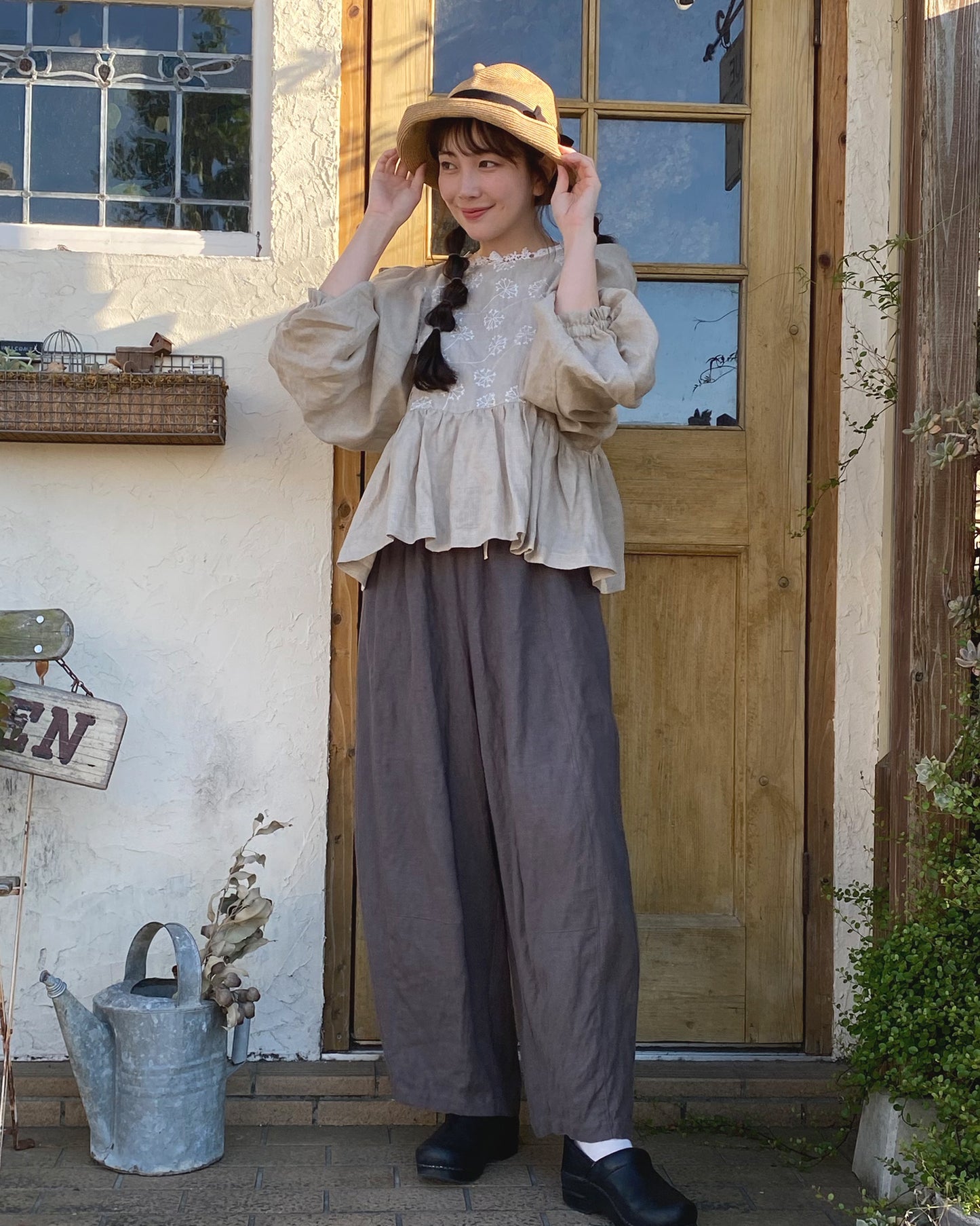 Linen Volume Sleeve Blouse