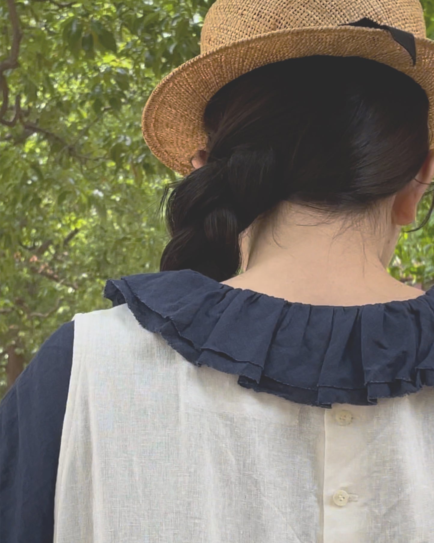 "HEARDMANS LINEN" Frill Collar Dress