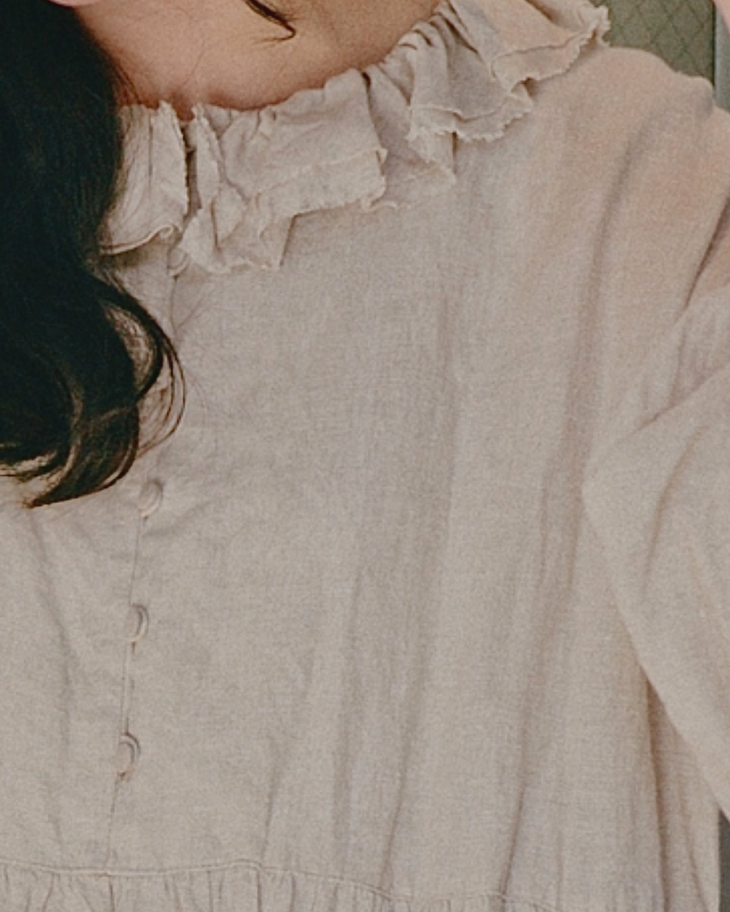 "HEARDMANS LINEN" Frill Collar Dress