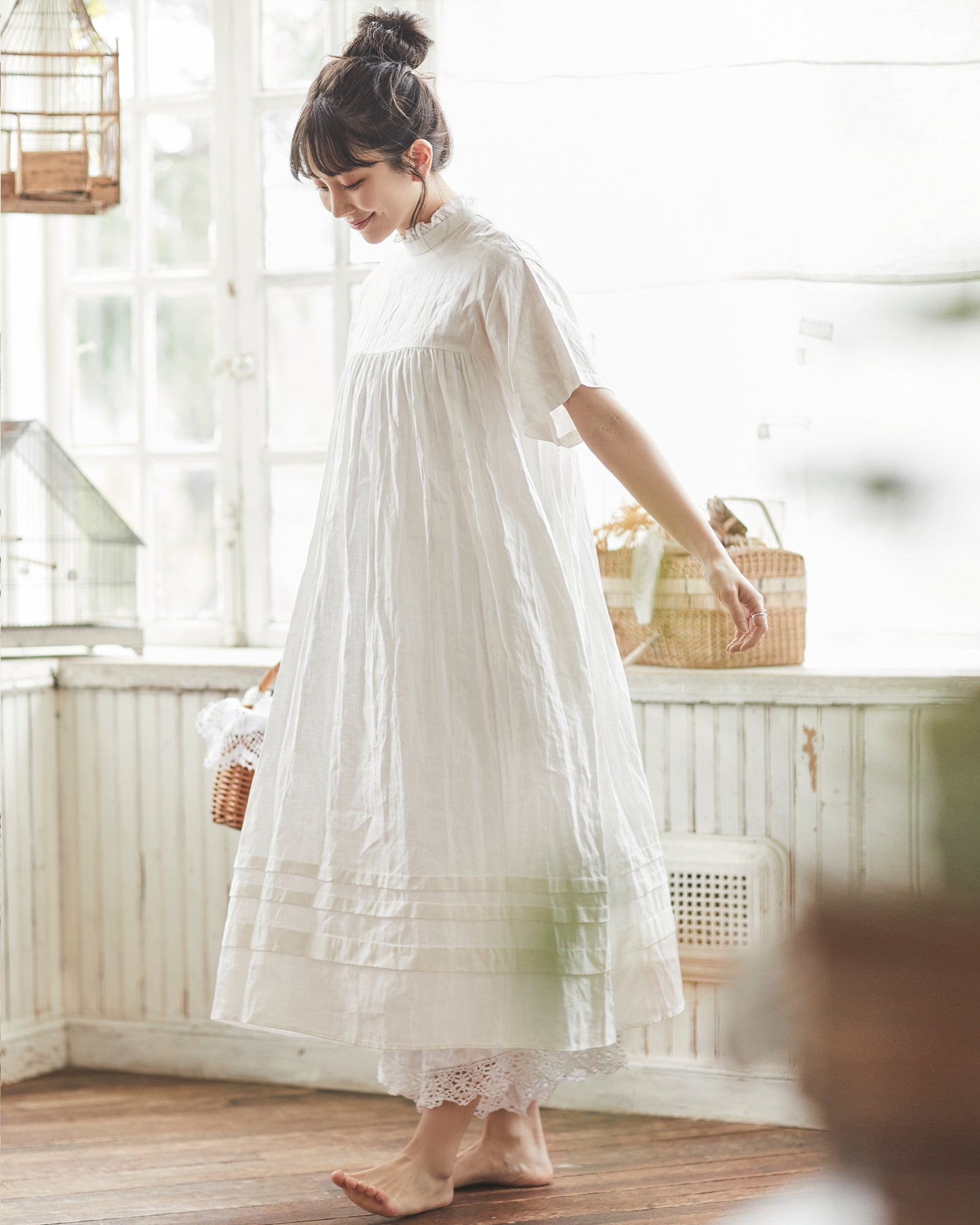 【NEW COLOR】半袖フリルタックワンピース