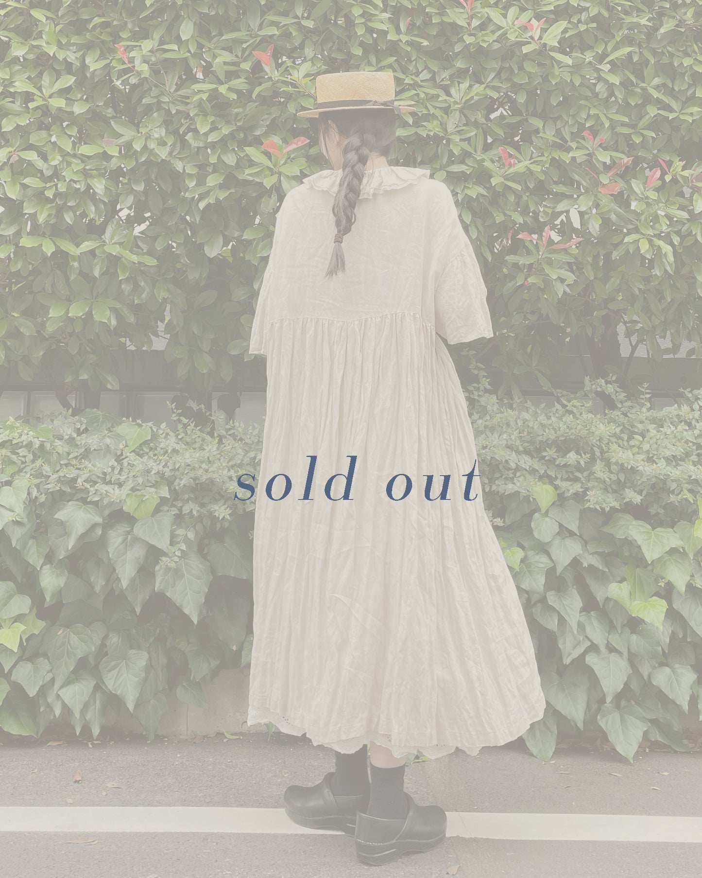 "HEARDMANS LINEN" Frill Collar Dress