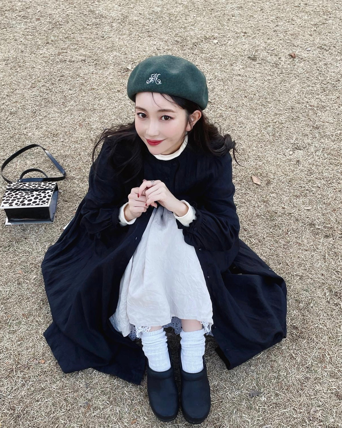 Frill Stand Collar Tuck Dress