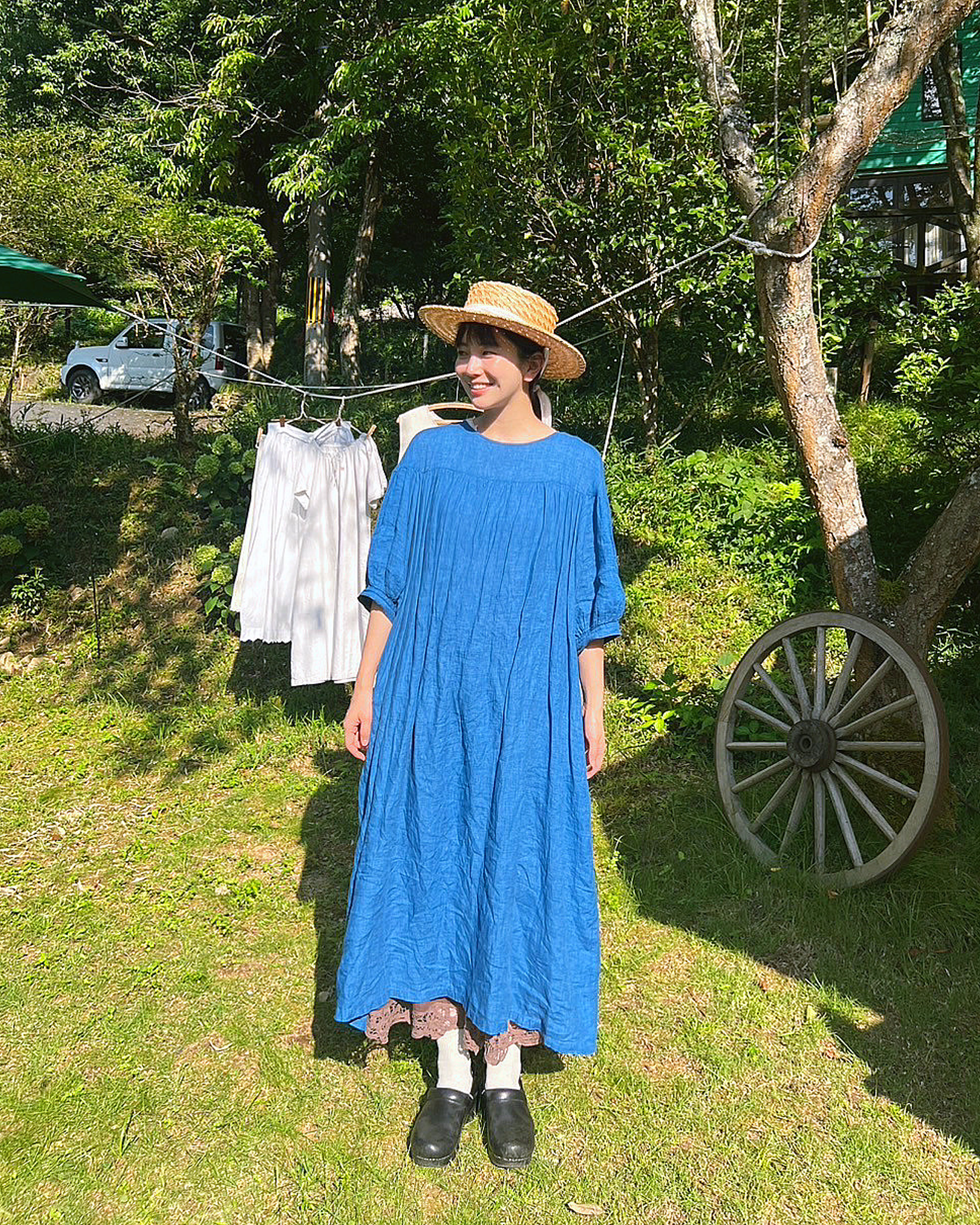 5分袖ギャザーワンピース – BLUE BERRY JAM 5分袖ギャザーワンピース – BLUE BERRY JAM