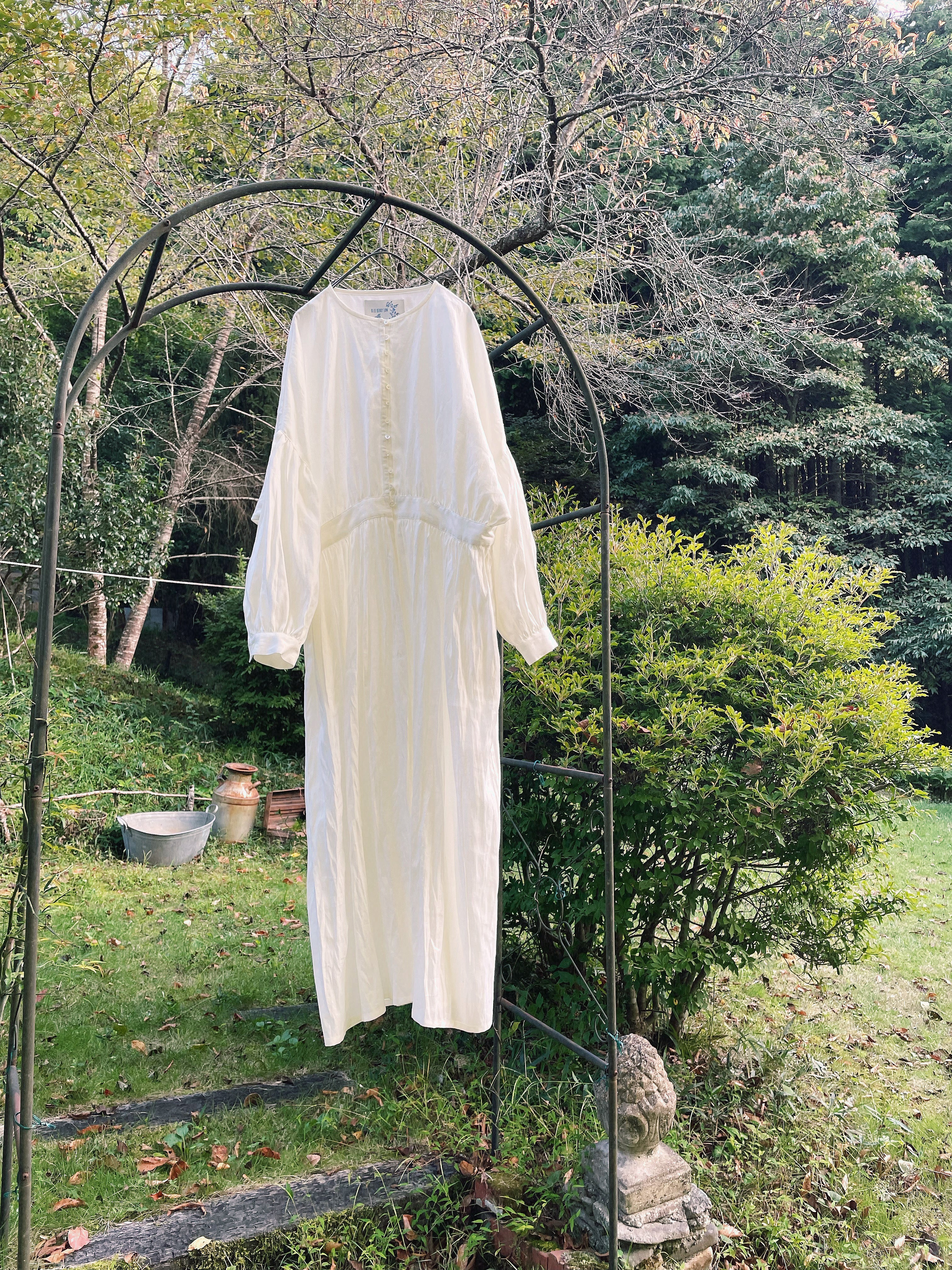 NEW】Linen Open Gather Dress リネン100% オープンギャザードレス