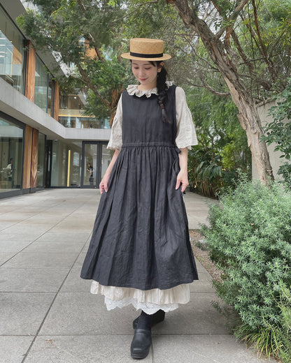 "HEARDMANS LINEN" Frill Collar Dress