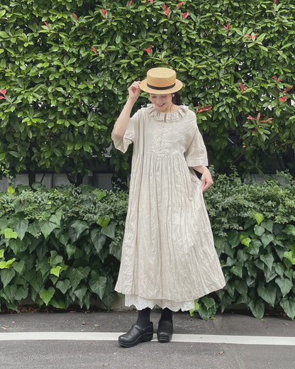 "HEARDMANS LINEN" Frill Collar Dress