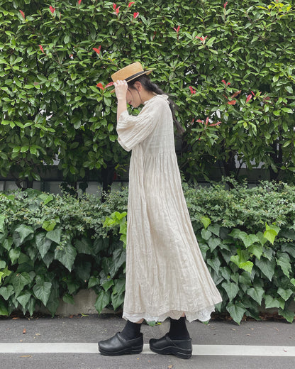 "HEARDMANS LINEN" Frill Collar Dress