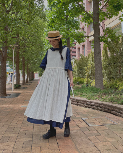 "HEARDMANS LINEN" Frill Collar Dress