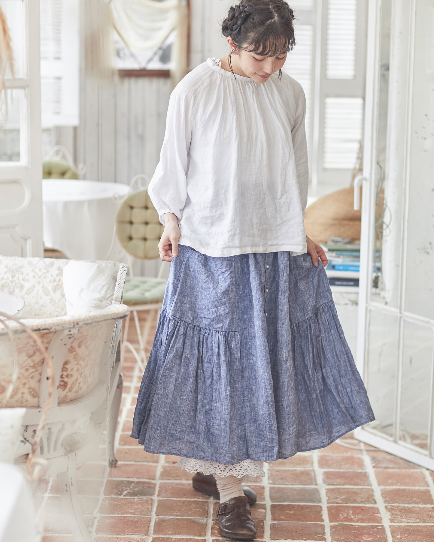 Linen Gather Skirt