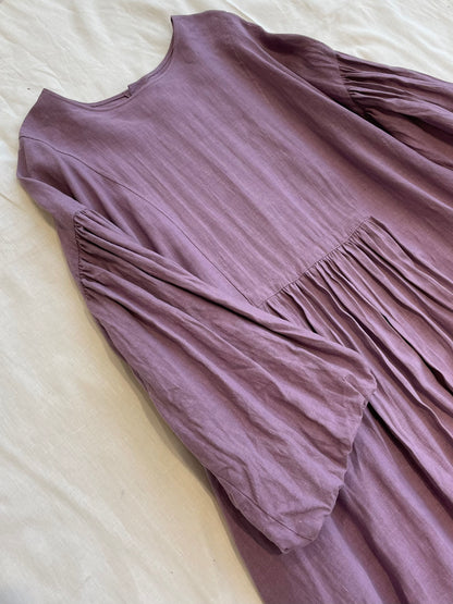 ”French Linen” Balloon Sleeve Dress