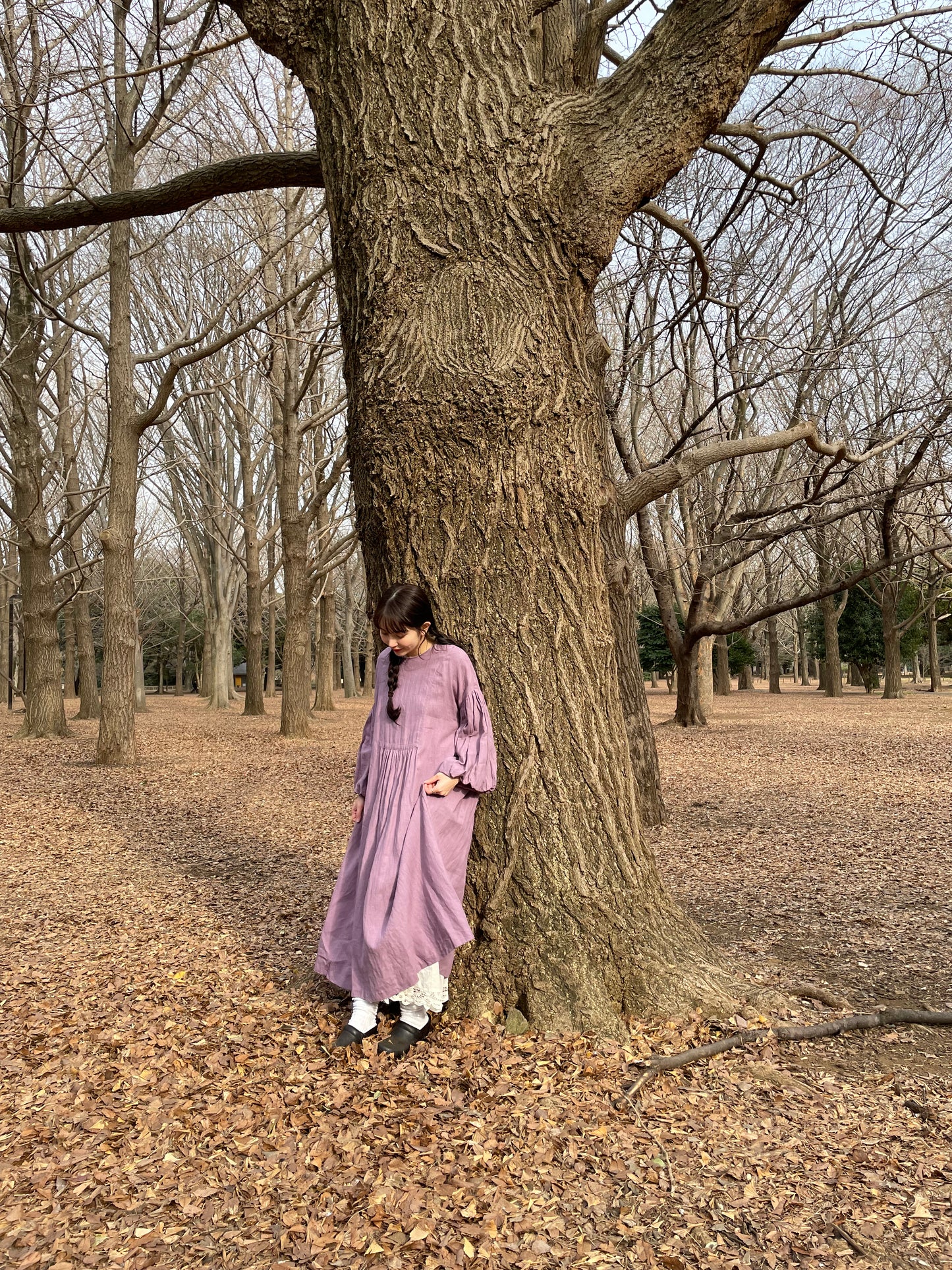 ”French Linen” Balloon Sleeve Dress