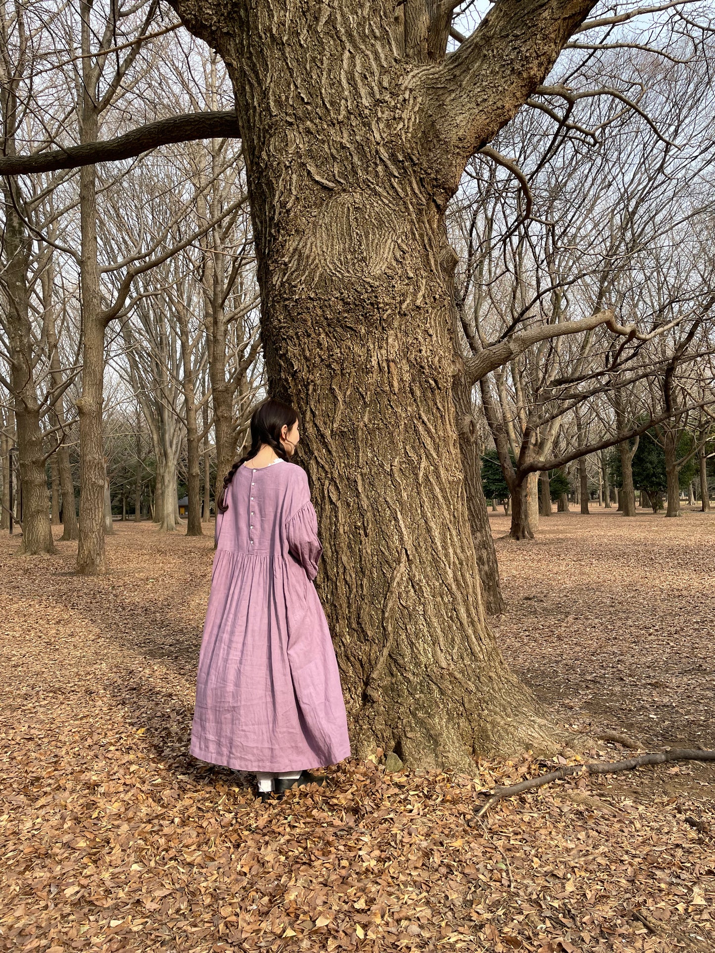 ”French Linen” Balloon Sleeve Dress