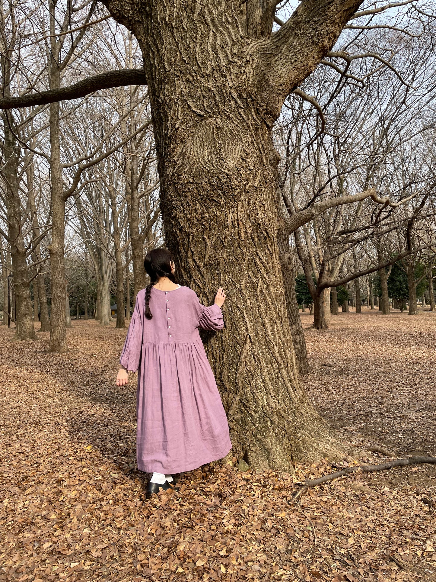 ”French Linen” Balloon Sleeve Dress