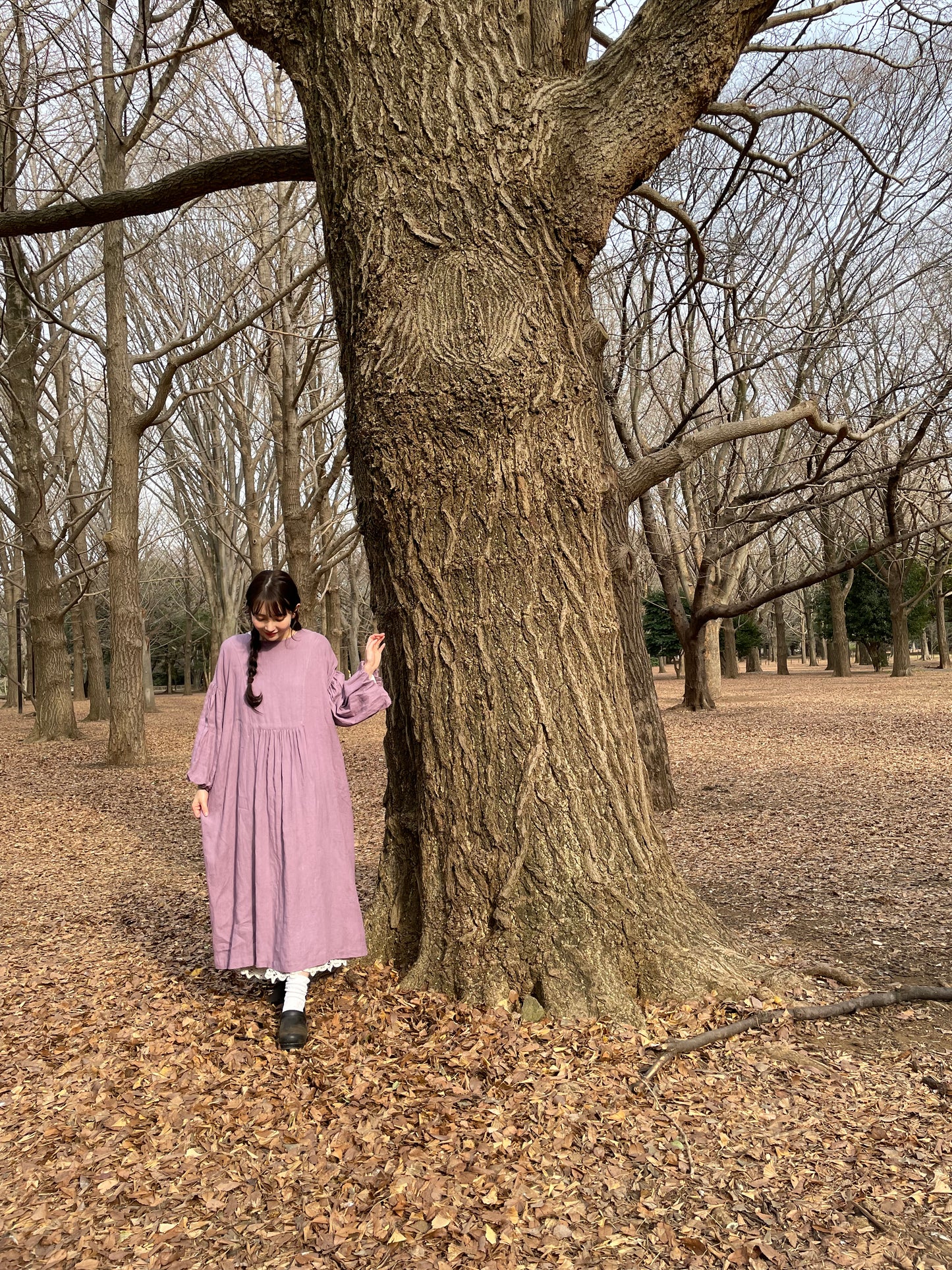 ”French Linen” Balloon Sleeve Dress